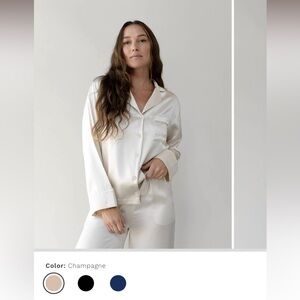 Cozy Earth silk pajama set, champagne colored